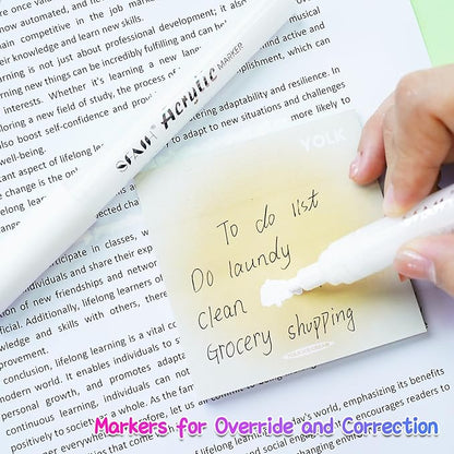 SFAIH Acrylic White Paint Pens - 8 Pack 2-3MM Medium Tip & 0.7MM Extra Fine Paint Marker for Rock Painting, Wood, Metal, Fabric, Plastic, Canvas, Glass, Ceramic, Diy Crafts, White Out Pen