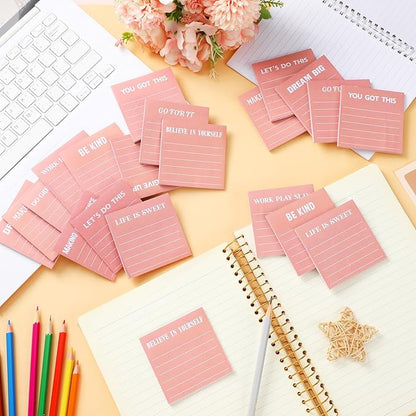Yinder 24 Pcs Inspirational Sticky Notes Christmas Stocking Stuffers Motivational Sticky Notes Pad Employee Appreciation Gift Bulk for Teacher Nurse Coworker Office 3 x 3'' (Inspirational,Pink)