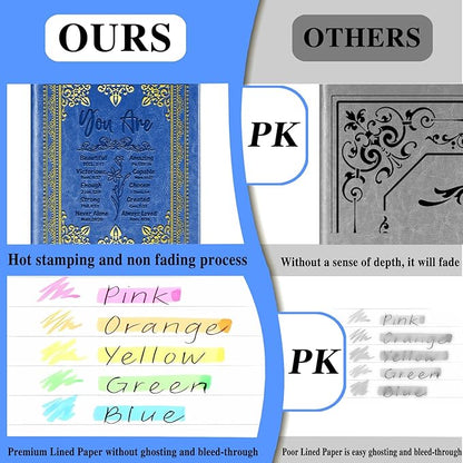 Dark Blue A5 Lined Leather Journal Notebook,Inspirational Christian Gifts Hardcover Executive Notebooks for Men Women,200 Pages 100 Gsm Thick Ruled Paper Daily Diary for School,Family ,Friends,Work (You Beautiful Dark Blue)