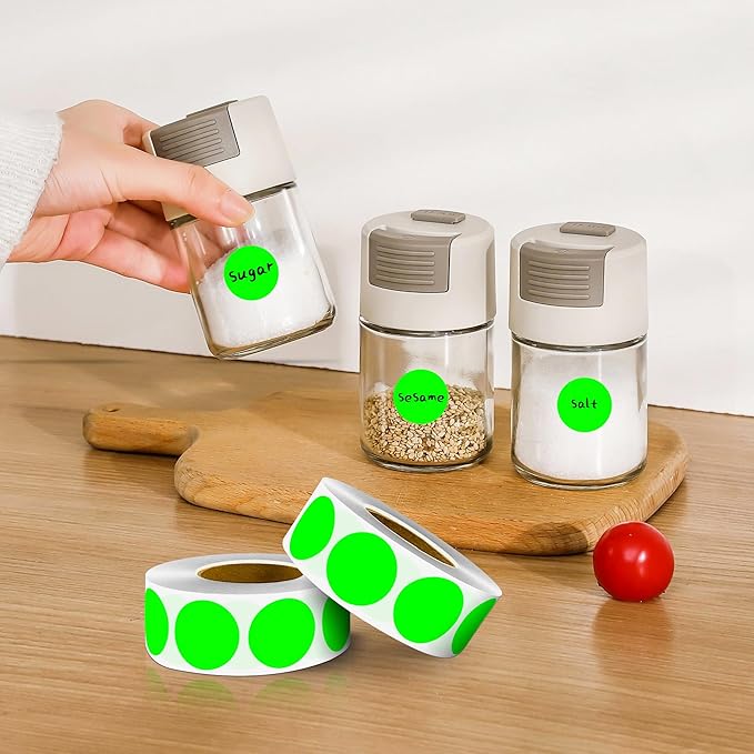 PARLAIM 1 Inch Round Color-Code Dot Stickers,10000per/10 Rolls dots Label Dispenser Box, Fluorescent Green Circle Stickers Label for Office Home (Fluorescent Green)