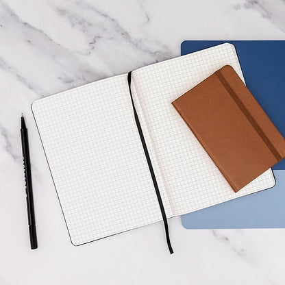 PAPERAGE Graph Paper Journal Notebook, (Black), 160 Pages, Medium 5.6 in x 8 in - 100 GSM Thick Paper – Hardcover Grid Notebook for Work or School