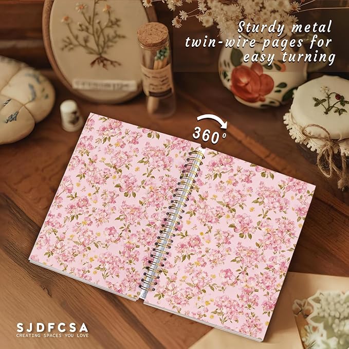 Coquette Floral Notebook Journal Gifts for Women, Pink Cute Gifts Spiral Notebook for Teen Girls，Aesthetic Journal 5.5x8.4 Inch, School Office Supplies