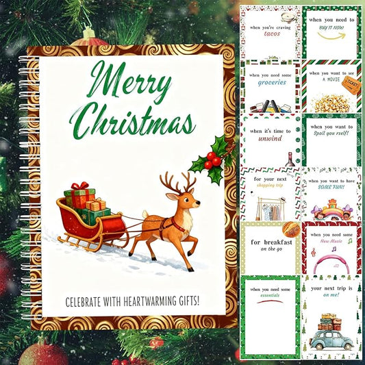 Christmas Gift Card Book - Surprises on Every Page, DIY Spiral-Bound Merry Christmas College Survival Kit, Greeting Card Book for Students & Graduation Gifts (S22)