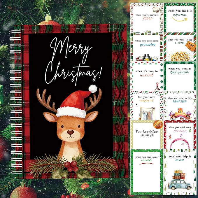 Semyifu Christmas Gift Card Book - Surprises on Every Page, DIY Spiral-Bound Merry Christmas College Survival Kit, Greeting Card Book for Students & Graduation Gifts (S27)