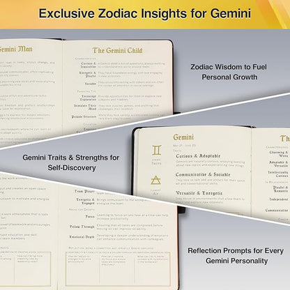 Gemini Zodiac Astrology Undated Monthly Weekly Daily Planner Journal Hardcover A5 5.7" x 8.3" 160 Pages 100GSM Paper 2025 2026 2027 Holidays Calendar