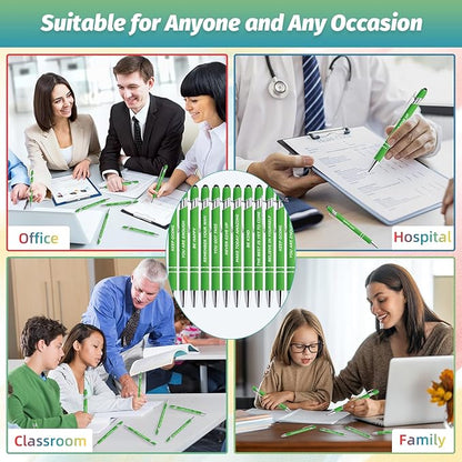60 Piece Inspirational Pens Kit with Stylus Tip & Sayings – 30 Motivational Pen + 30 Individual Bags – Uplifting Quote & Positive Ideas – For Teachers, Office, School, Meetings, Team (Christmas Green)