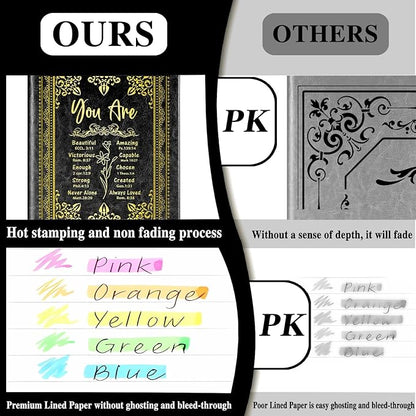 Black A5 Lined Leather Journal Notebook,Inspirational Christian Gifts Hardcover Executive Notebooks for Men Women,200 Pages 100 Gsm Thick Ruled Paper Daily Diary for School,Family ,Friends,Work (You Beautiful Black)