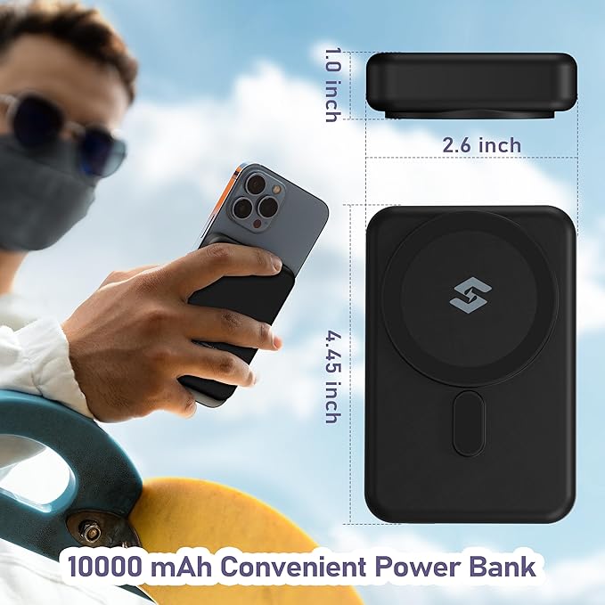 3 in 1 Wireless Charging Station: 10000mAh Removable Power Bank Charger Stand for Phone/Watch/Air Pods - Portable Magnetic Battery Pack for Air 17 16 15 14 13 12 Series