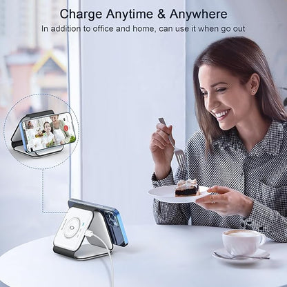 Wireless Charger 3 in 1,RTOPS Magnetic Travel Wireless Charging Station Multiple Devices,GaN 3 in 1 Charging Station,Compatible for iPhone16/15/14/13/Pro/Max,iWatch,AirPods4/3/2/Pro(Adapter Includes)