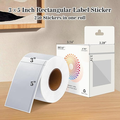 Rectangular Color Coding Packing Labels 3X5 Inch 250 Per Roll, Silvery Moving Stickers for Boxes Color Coded, Packing Labels Stickers for Inventory Warehouse