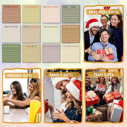 Yinder 24 Pcs Inspirational Sticky Notes Christmas Stocking Stuffers Motivational Sticky Notes Pad Employee Appreciation Gift Bulk for Teacher Nurse Coworker Office 3 x 3'' (Inspirational,Boho)