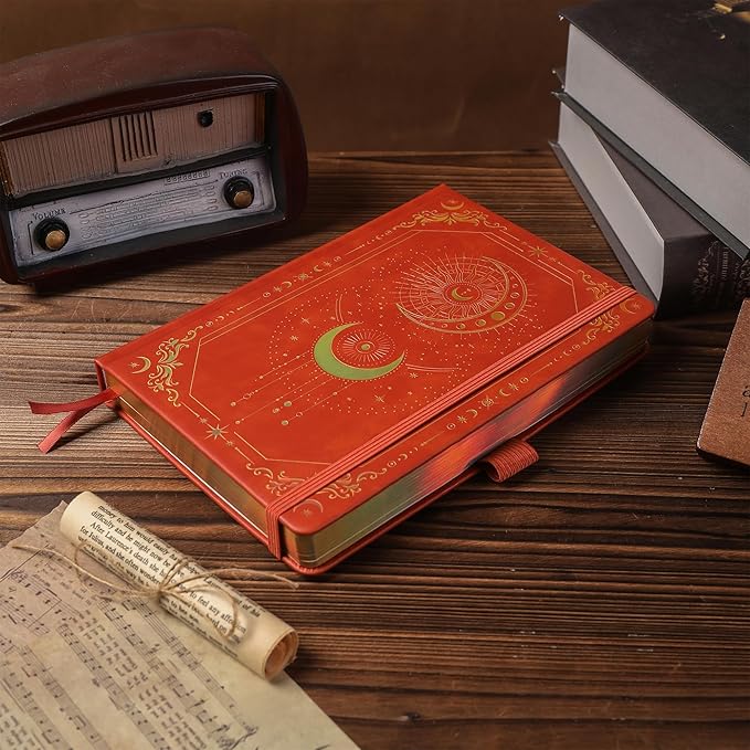 TIEFOSSI Bullet Dot Journal, 160gsm 190 Numbered Pages Bullet Dot Grid Journal for planner, Diary for Work & Sketching, A5 Hardcover Leather Journal for Writing Women Men