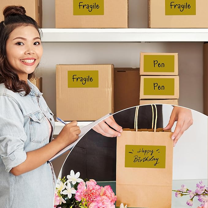 Rectangular Color Coding Paacking Boxes Labels 3X5 Inch 250 Per Roll, Olive Moving Stickers for Boxes Color Coded, Packing Labels Stickers for Inventory Warehouse