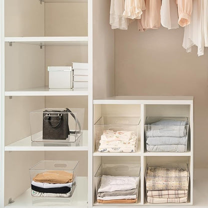 Vtopmart 8 Pack Extra Large Clear Plastic Storage Bins,11x11 Cube Acrylic Organizer Square Containers with Handle for Pantry,Closet,LaundryRoom,Kitchen,Bathroom,UnderSink Organization