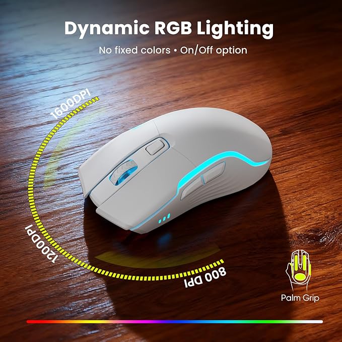 White Keyboard and Mouse Wireless Combo, 4000mAh Rechargeable Backlit Quiet Keyboards mice set, USB Ergonomic Key Board with Wrist Rest & Phone Holder for PC, Mac, Windows, Natural Soft Typing—SABLUTE