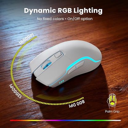 White Keyboard and Mouse Wireless Combo, 4000mAh Rechargeable Backlit Quiet Keyboards mice set, USB Ergonomic Key Board with Wrist Rest & Phone Holder for PC, Mac, Windows, Natural Soft Typing—SABLUTE