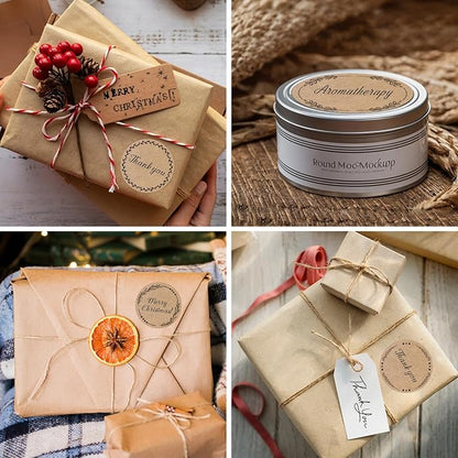 2" Brown Label Stickers for Jars and Lids, Kraft Sticker Labels for Pantry, Mason Jars, Canning, Bottles, 6 Different Drawn Wreath Designs, Kraft Paper/ 500pcs