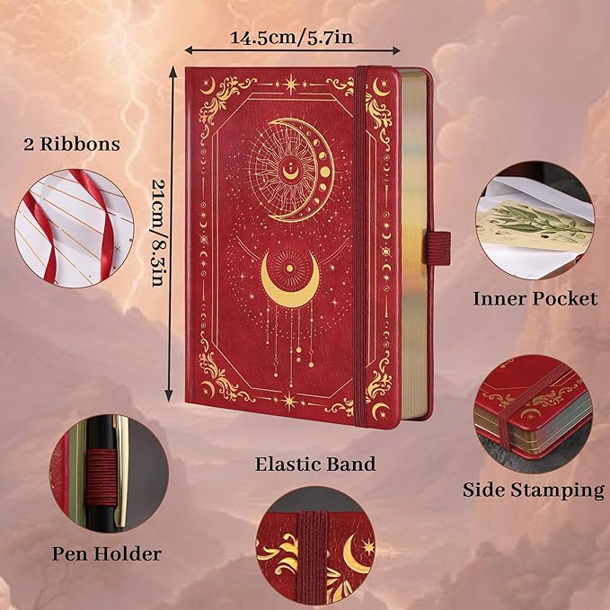 TIEFOSSI Bullet Dot Journal, 160gsm 190 Numbered Pages Bullet Dot Grid Journal for planner, Diary for Work & Sketching, A5 Hardcover Leather Journal for Writing Women Men