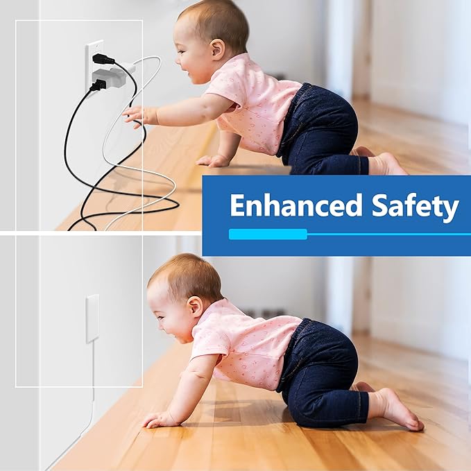 LIDER Flat-Face Outlet Extender with 3 Receptacles, Ultra-Thin Wall Plate Plug with Cord Extender and 3-Outlet Power Strip, 3ft Cord, LWE3-315-W3P, ETL-Listed, White, 3 Pack