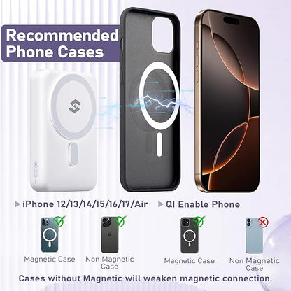 3 in 1 Wireless Charging Station: 10000mAh Removable Power Bank Charger Stand for Phone/Watch/Air Pods - Portable Magnetic Battery Pack for Air 17 16 15 14 13 12 Series White