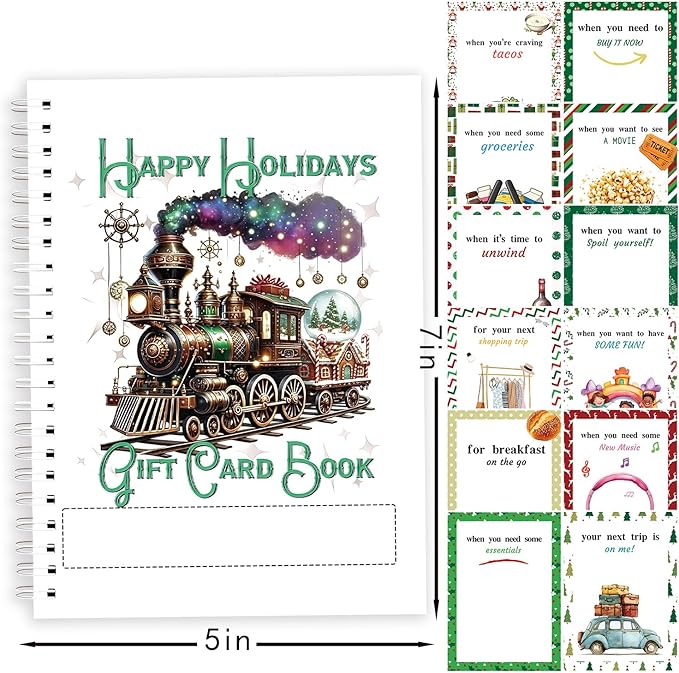 Semyifu Merry Christmas Gift Card Holder Book - DIY Spiral-Bound with Surprises, College Survival & Graduation Gift, Greeting Card Keeper for Holidays （S14）