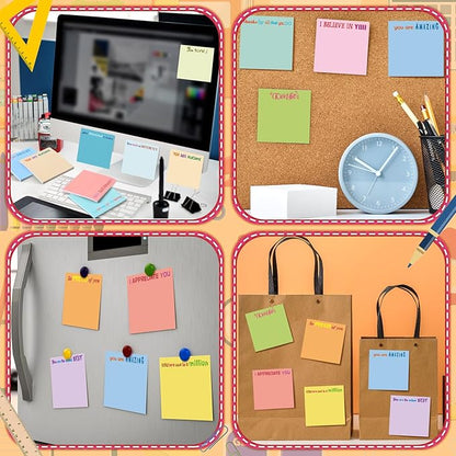 Yinder 24 Pcs Inspirational Sticky Notes Christmas Stocking Stuffers Motivational Sticky Notes Pad Employee Appreciation Gift Bulk for Teacher Nurse Coworker Office 3 x 3'' (Thank You,Elegant Color)