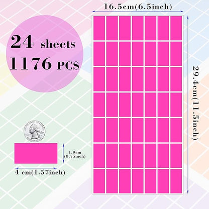 YSHIHE Colored Label Stickers,Rectangular Color Coding Stickers 1.57 x 0.75 Inch (40mm x 19mm),12 Assorted Colors for Inventory Organize, File Classification - 1176 Pack