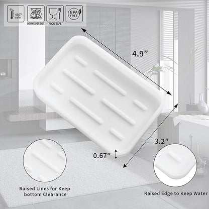 Silicone Kitchen Sink Organizer Tray for Multiple Usage,Easy Clean Sponges Holder for Kitchen Bathroom Counter or Sink,Dish Soap Dispenser,Scrubber,Bottle,Cup White 4.9”x 3.2”
