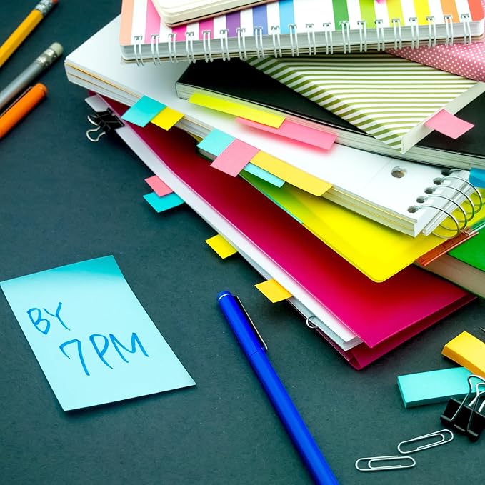 AIMI Sticky Notes Bright Colors Self-Stick Note Pads, Repositionable Adhesive Easy to Post for Writing Home, Office, School Notebook (1000 Sheets)