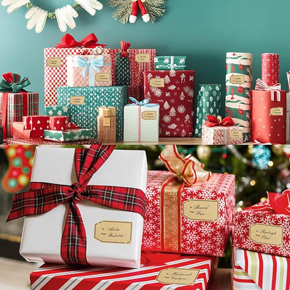 Kraft Gift Tag Stickers, 1.18" x 2" Christmas Gift Tags Stickers, Brown Kraft to and from Gifts Labels Self Adhesive Christmas Labels Holiday Present Label, Perforated line design-600PCS