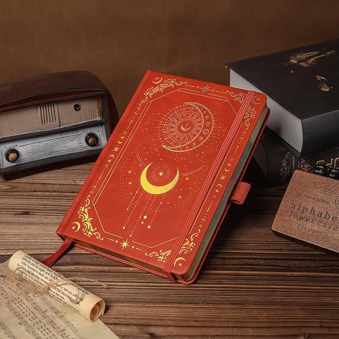 TIEFOSSI Bullet Dot Journal, 160gsm 190 Numbered Pages Bullet Dot Grid Journal for planner, Diary for Work & Sketching, A5 Hardcover Leather Journal for Writing Women Men