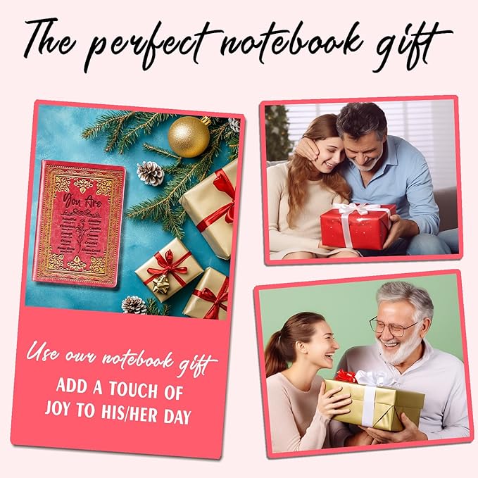 Red A5 Lined Leather Journal Notebook,Inspirational Christian Gifts Hardcover Executive Notebooks for Men Women,200 Pages 100 Gsm Thick Ruled Paper Daily Diary for School,Family ,Friends,Work (You Beautiful Red)