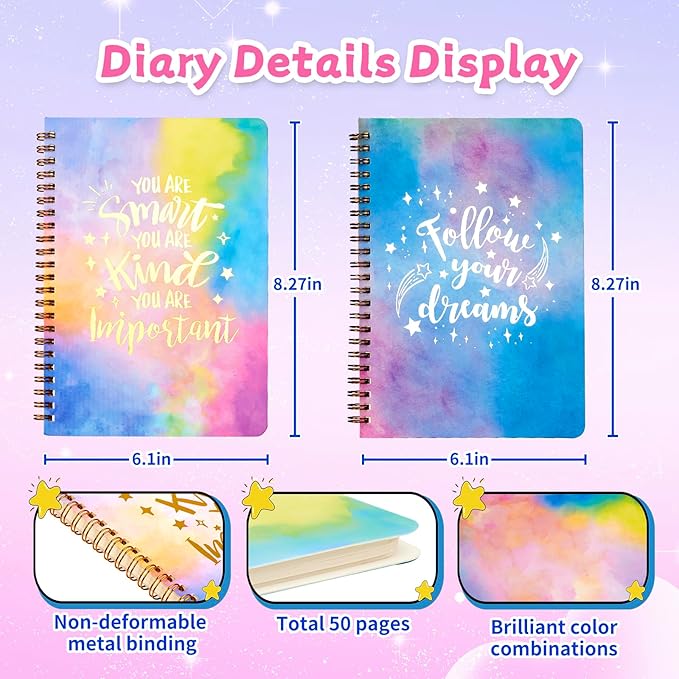 DIY Journal Kit for Girls/Teen/Tween, 2 PC Stationery | Scrapbook | Diary | Journaling Art Crafts Supplies Set, Christmas | Birthday Gift for 8 9 10 11 12 13 14 Year Old Girl Ideas