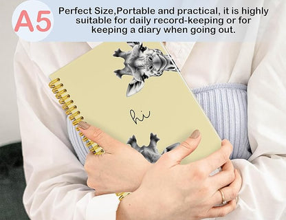 Giraffe Notebook Journal,Yellow Cute Animal Notebook Journal for School Women Teen Girls Kids,Gifts for Giraffe Lovers,Hardcover Spiral Notebooks for Work Notes Journaling,5.5x8.3 Inch
