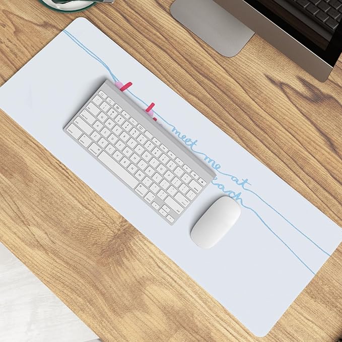 Pink Sexy Bikini Mouse Pad,Pink Girly Ocean Beach Themed Mouse Pads,XL Large Coastal Ocean Desk Mat,Meet Me at The Beach,Preppy Girly Summer Desktop Decor Art,Gifts for Girls,31.5x11.8 Inch