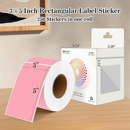 Rectangular Color Coding Moving Labels 3X5 Inch 250 Per Roll, Pink Moving Stickers for Boxes Color Coded, Packing Labels Stickers for Inventory Warehouse