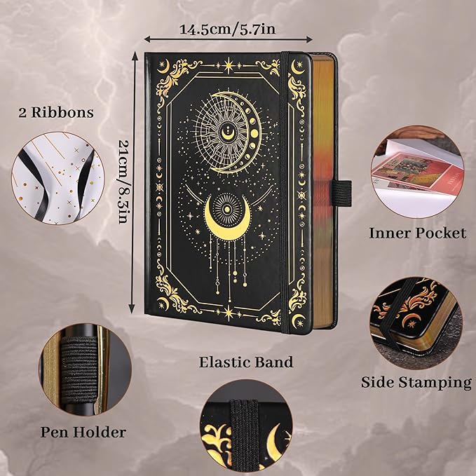 TIEFOSSI Bullet Dot Journal, 160gsm 190 Numbered Pages Bullet Dot Grid Journal for planner, Diary for Work & Sketching, A5 Hardcover Leather Journal for Writing Women Men