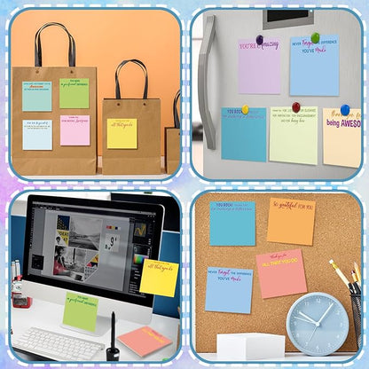 Yinder 12 Pcs Employee Appreciation Sticky Notes Xmas Gift Bulk Motivation Note Pads Mini Inspirational Note Gift for Teacher Nurse Staff Coworker Office Supply 3 x 3'' (Appreciation,Multicolor)