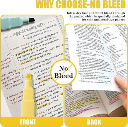 Highlighters, 8 pcs Aesthetic Pastel Highlighters, Chisel Tip Book Highlighter, Candy Colors, No Bleed Bible Highlighter Assorted Colors