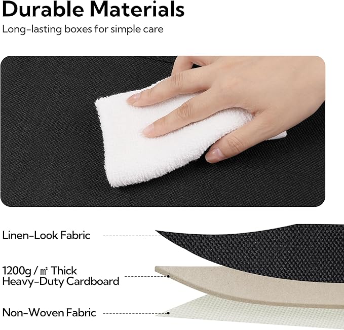 GRANNY SAYS Storage Bins with Lids, Storage Bins for Linen Closet Shelves, Decorative Storage Boxes, Clothes Storage and Organization for Organizing, 3-Pack, Large, Black