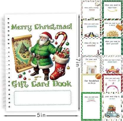 Merry Christmas Gift Card Holder Book - DIY Spiral-Bound with Surprises, College Survival & Graduation Gift, Greeting Card Keeper for Holidays （S13）