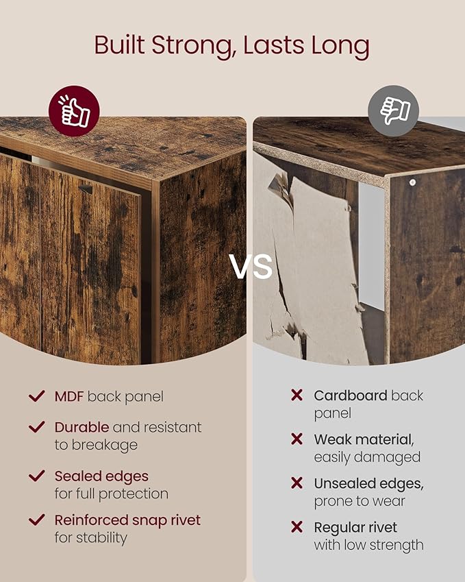 VASAGLE Custos Collection - Bookshelf, 4-Tier Bookcase, Book Shelf, Open Storage Shelf, 9.4 x 31.5 x 42.5 Inches, for Living Room, Home Office, Dining Room, Rustic Brown ULBC174K01