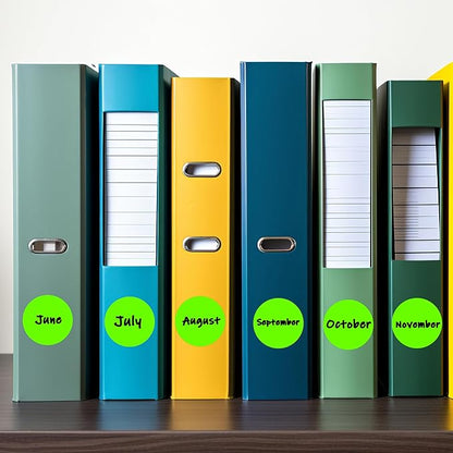 PARLAIM 1 Inch Round Permanent Adhesive Color-Code Dot Stickers,1000 per Roll dots Label Dispenser Box,Fluorescent Green Circle Stickers Label for Office