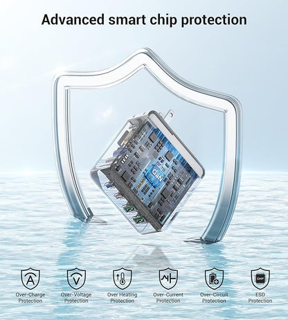 140W USB C Mac Book Pro Charger, 4-Port Type C 20W Fast Charger Block for USB C Port MacBook Pro & MacBook Air, ipad Pro,Wall Charging Block Cube for iPhone 17/16/15/14/13 Pro Max, iPad,Samsung Galaxy