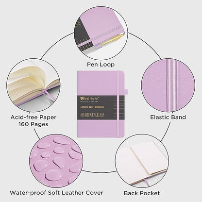 &And Per Se Lined Journal and Pen Set, A5 Leather Journal Stationery Set, 160 Pages 100GSM Thick Paper, Notebook Gift Set (Purple-Set1)