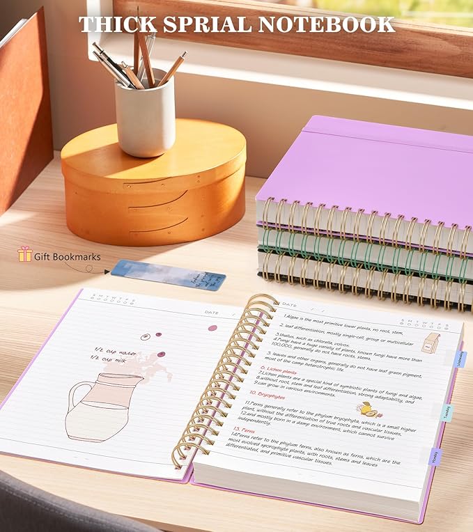 Spiral Notebook Journal College Ruled 8.5''x 11'', 360 Pages Lined Thick Journals for Women Men, A4 Large Writing Spiral Journal with 100GSM Paper, Spiral Notebooks for Work, School Purple