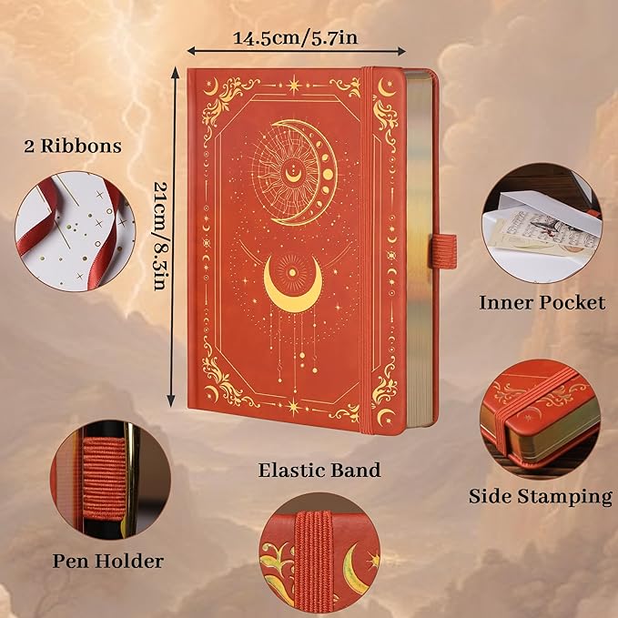 TIEFOSSI Bullet Dot Journal, 160gsm 190 Numbered Pages Bullet Dot Grid Journal for planner, Diary for Work & Sketching, A5 Hardcover Leather Journal for Writing Women Men