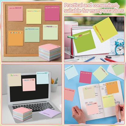 Yinder 24 Pcs Inspirational Sticky Notes Christmas Stocking Stuffers Motivational Sticky Notes Pad Employee Appreciation Gift Bulk for Teacher Nurse Coworker Office 3 x 3'' (Thank You,Macaroon)