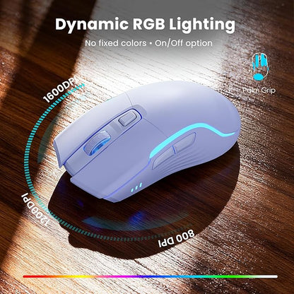 Purple Keyboard and Mouse Wireless Combo, 4000mAh Rechargeable Backlit Quiet Keyboards mice Set, USB Ergonomic Key Board with Wrist Rest & Phone Holder for PC, Mac, Windows, Natural Soft Typing