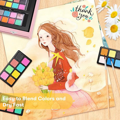 iBayam Christmas| Birthday Gifts for Kids Teen Girls Trendy Stuff 6-16 Year Old, 150-Pack Art Set Kits with 2 Sketch Pads, Coloring Book, Stocking Stuffers for Teens Girls, Cute Cool Fun Crafts Gifts